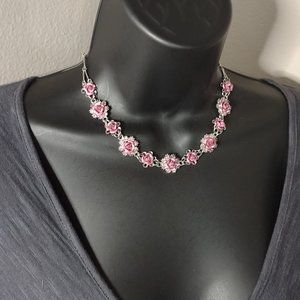 Pink Avon Flower Necklace Adjustable 15 To 17.5 Inches Long